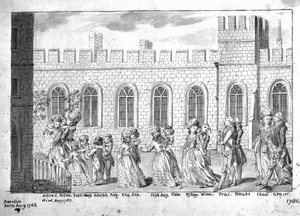 King George III and Queen Charlotte Walking in Procession with Their Fourteen Children, 1781 by English School